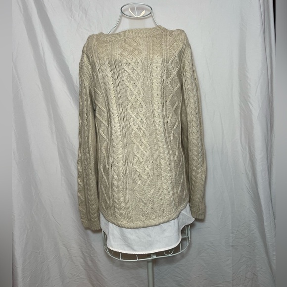 Monteau Sweater Button Down Combo - Cream & White - Size Medium - Picture 4 of 8